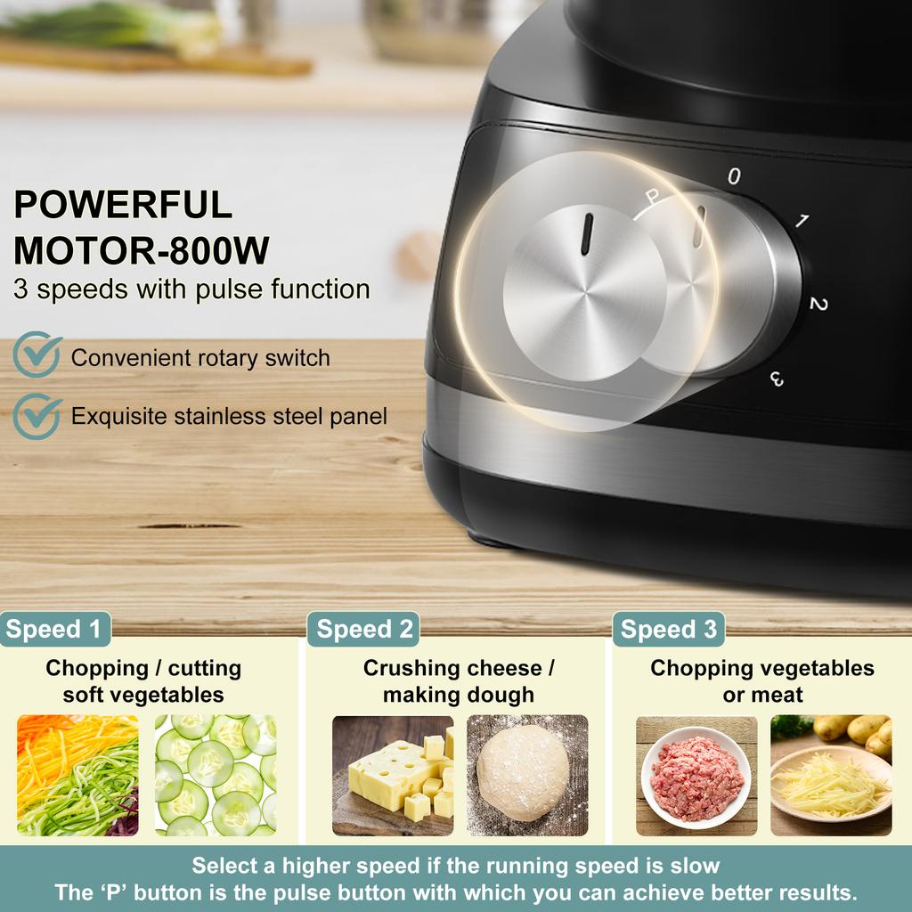 Food Processor, 6-in-1 Food Processor and Blender Multifunctional for Chopping,Slicing,Shredding and Kneading Dough