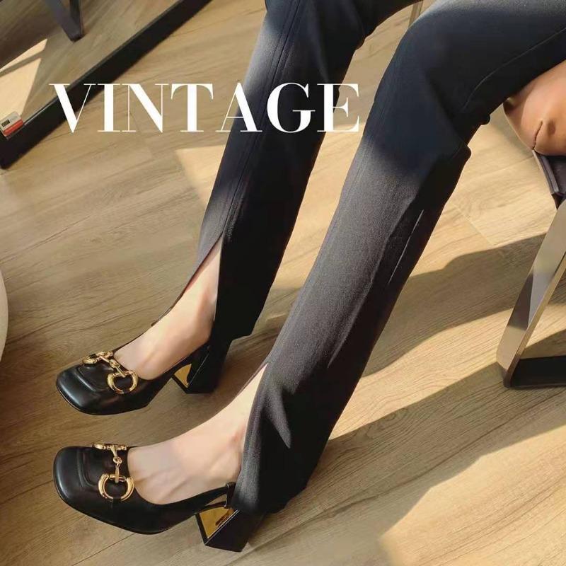 Baotou sandals women's new summer black thick heel high heels Mary Jane square head buckle single shoes