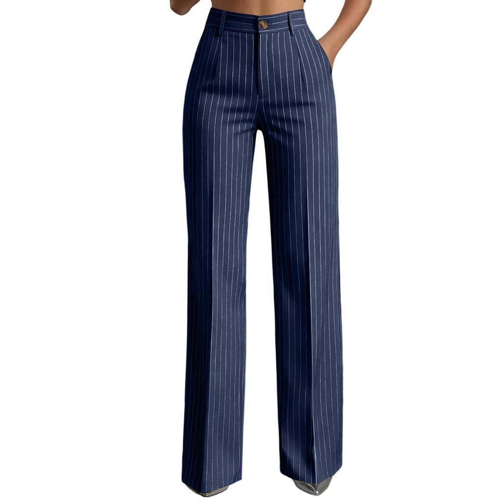 High Waist Wide Leg Dress Pants for Women Business Casual Trousers with Button Closure and Belt Loops Suitable for Office and Daily Wear