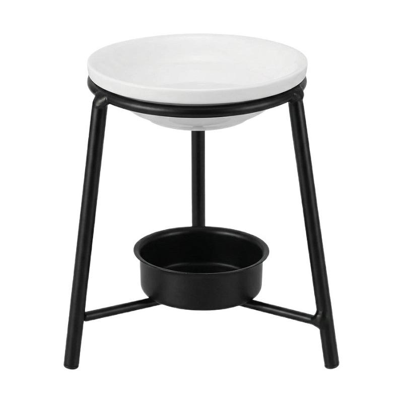 Tripod Wrought Iron Disc Fragrance Stove, Heated Essential Oil Stove Household Black Aromatherapy Stove Candlestick
