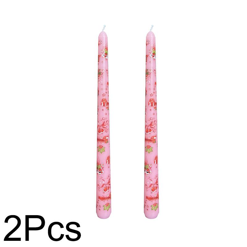 2pcs Tall Unscented Decorations Gift 10 Inch Taper Candle Seasonal Flameless Table Decors Christmas Printed