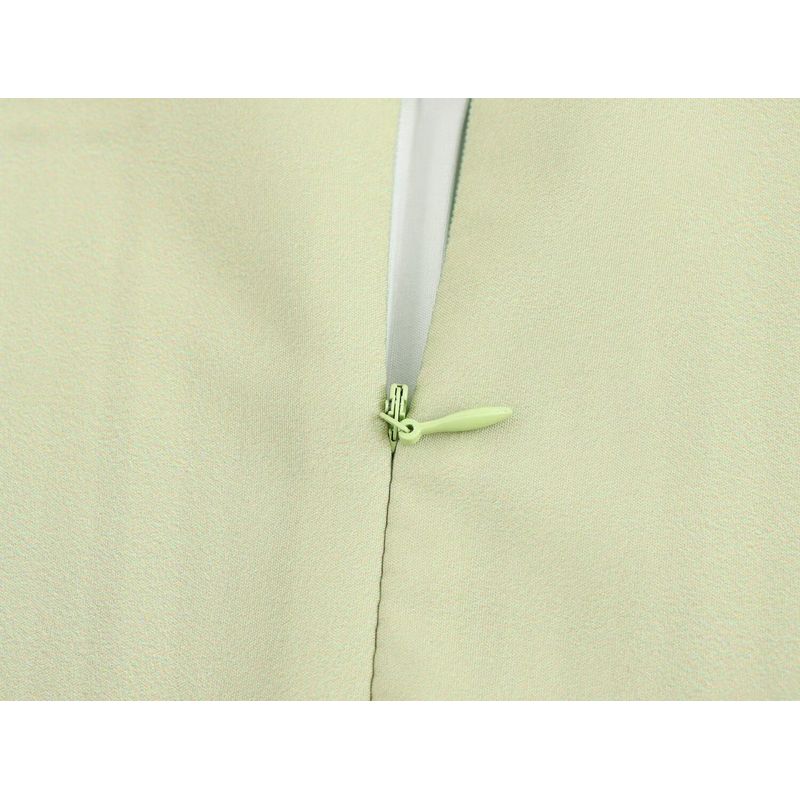 Kaslead New Arrival Women's Clothing Fashion Style Fashion Elegant Small Stand Collar Pleated Print Long Sleeves Dress