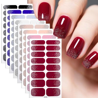 Solid Color Gradient Glitter Nail Polish Film Nail Stickers, Hot-selling Nail Stickers, Full Coverage