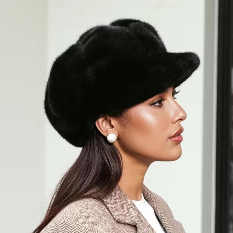 Winter Beret French Style Solid Color Design Versatile Wide Brim Hat Warmth Octagonal Hat Elegant One Size