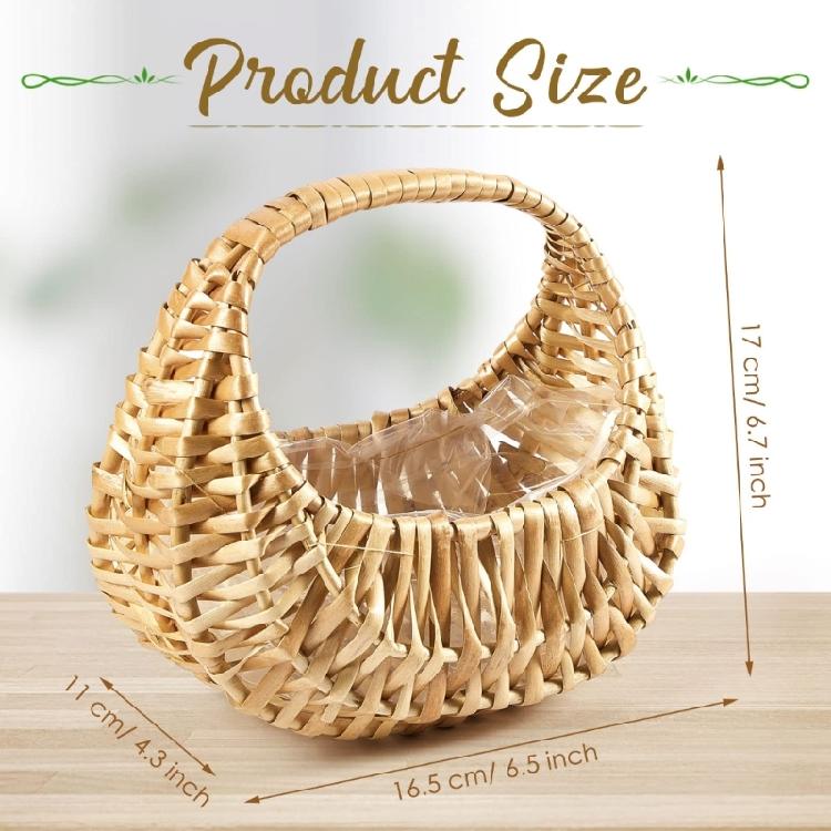 Moon Shape Plant Holder Basket With Sturdy Handle Decorative Storage Bin For Convenient Portability