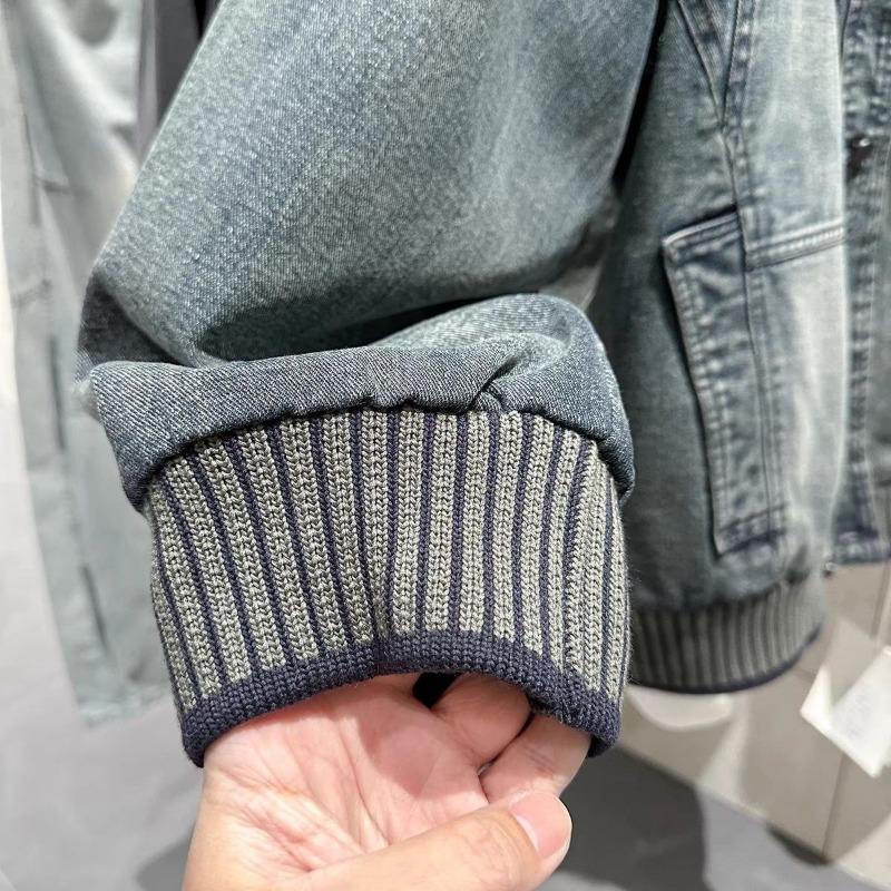 Men S Denim Jacket Loose Fit Workwear Style Lapel Long Sleeve