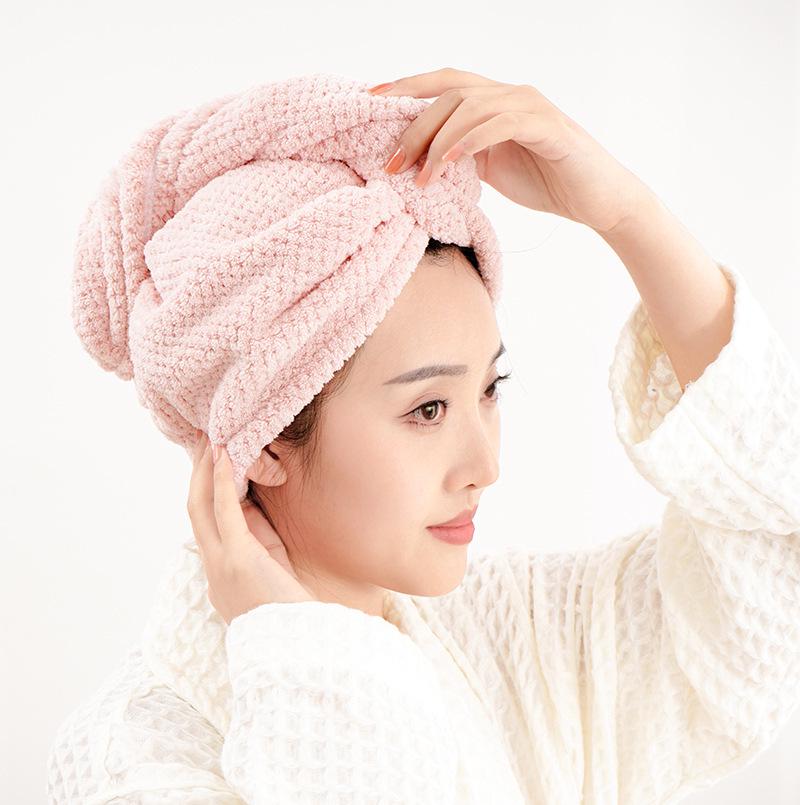 

Coral Fleece Pineapple Plaid Quick-Dry Hair Wrap Towel - Absorbent Japanese Style for Adults 25*65 cm рожевий
