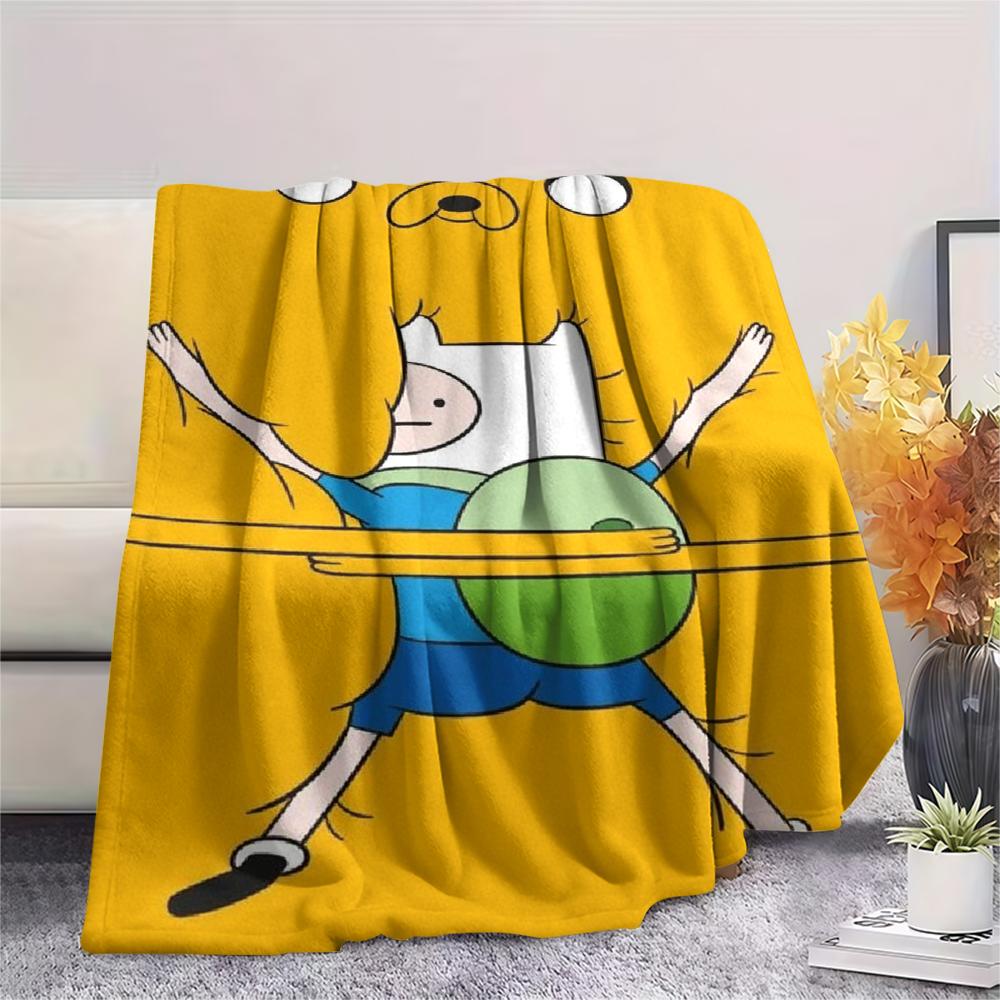 1Pc Adventure Time Print Flannel Blanket, High quality Comfortable for All Seasons, Home Decor, Warmth and Comfort, Perfect for Christmas Gifts 03