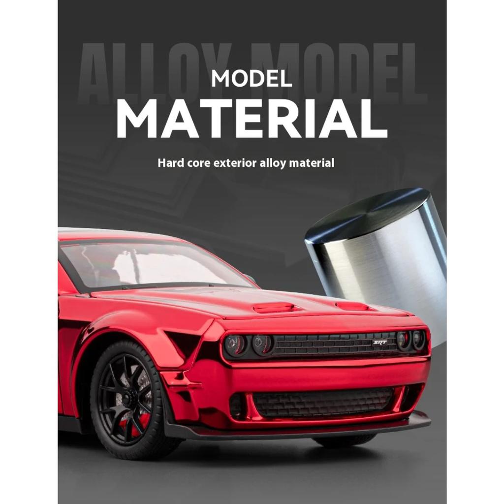 1/24 Dodge Hellcat Electroplating Version Car Model Alloy Die Cast Sports Car Toy Adult Collectible Ornaments Boy Birthday Gift