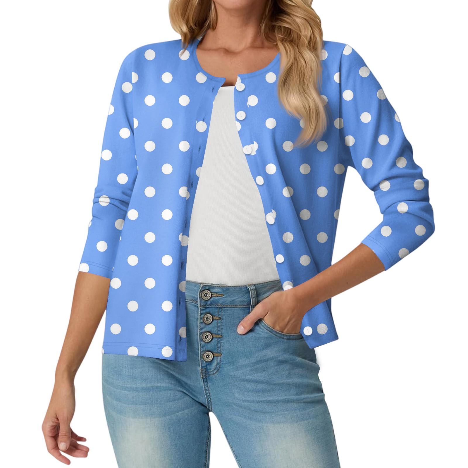 

Женский модный, повседневный, удобный пятнистый кардиган-жакет M синий