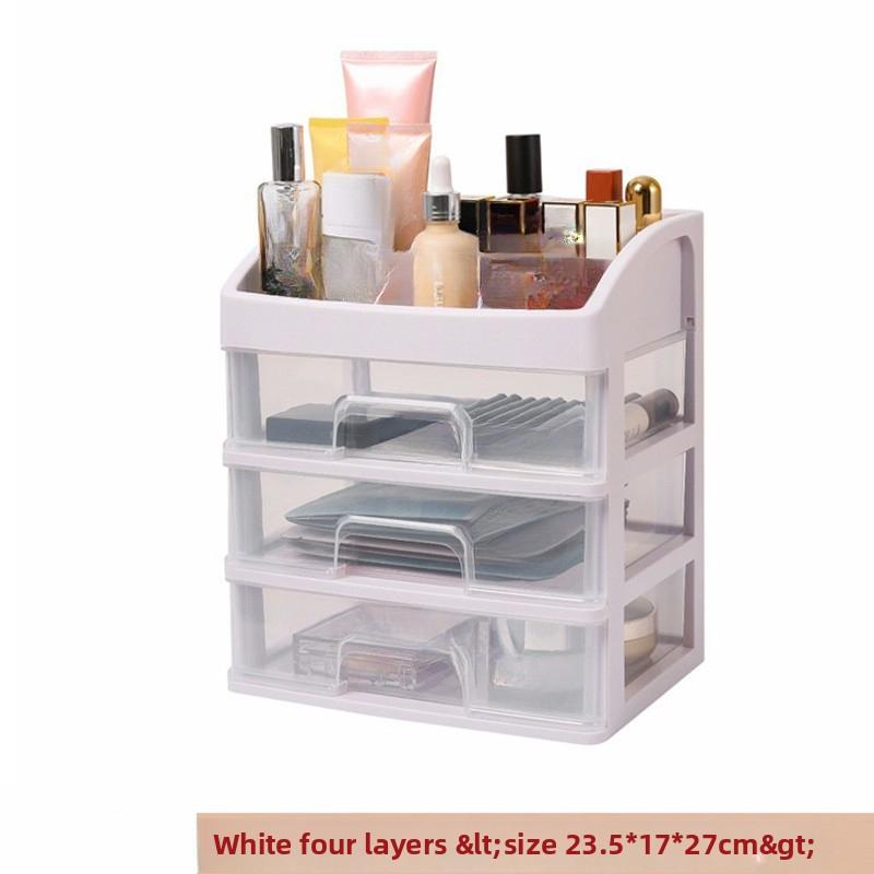 Desktop Drawer Style Cosmetics Storage Box, Jewelry Dressing Table Shelf, Transparent Sorting Plastic Display Storage Box