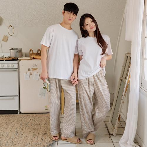 

[JJINIYA] Unisex Royal Pure Cotton 3/4 Length Pajama Pants 958 [Shipped from Korea] 100% Authentic Beige - 958