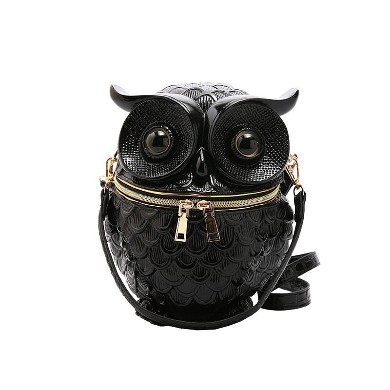 

Texture Niche Cross-body Bag Women Ins Personalized Handbag Shoulder Owl-shaped Embossed Box 24x10x20 чёрный