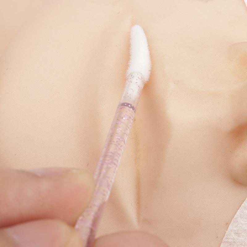 50-Pack Disposable Lip Brushes - Straight & Slanted Head Crystal Rods for Gloss and Lipstick Application