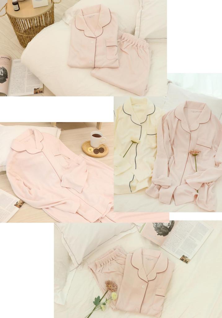 SUIMIN CARE Loosely Twisted Gauze Knit Shirt Long Solid Women's Japanese-Made Pajamas, Sleeve, 100% Cotton, Spring/Autumn (Size M, Pink)
