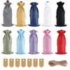 Pack of 10 Hemps Protective Cover for Drink Elegant Wine Bottle Bags Champagne Pouches with Drawstring