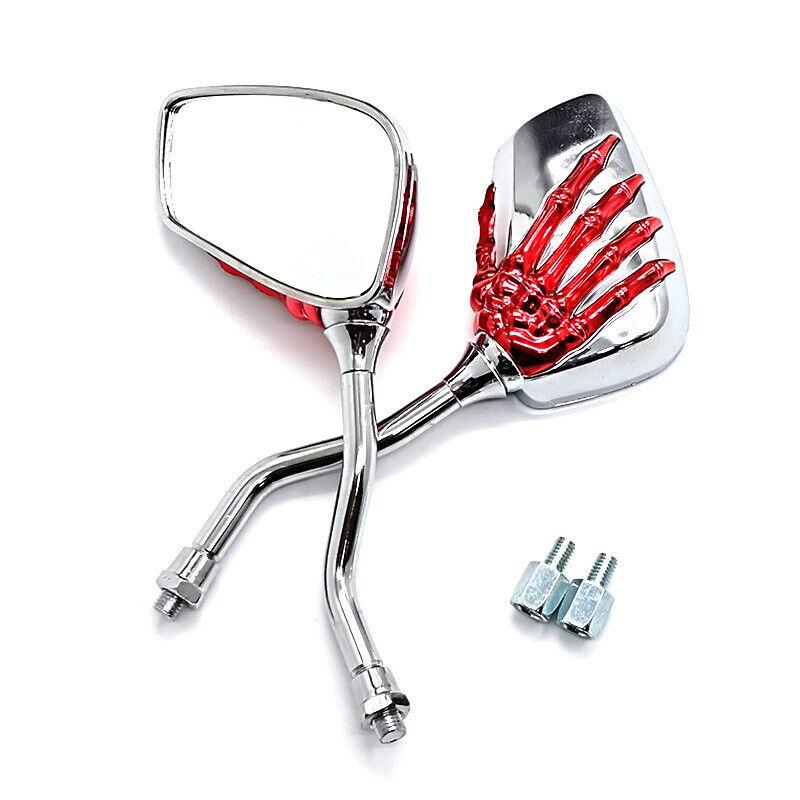 Universal Motorcycle Skull Hand Claw Rear-View Side Mirror Universal Fit Mirror Bolt For Street Sport Bike Chopper Cruiser