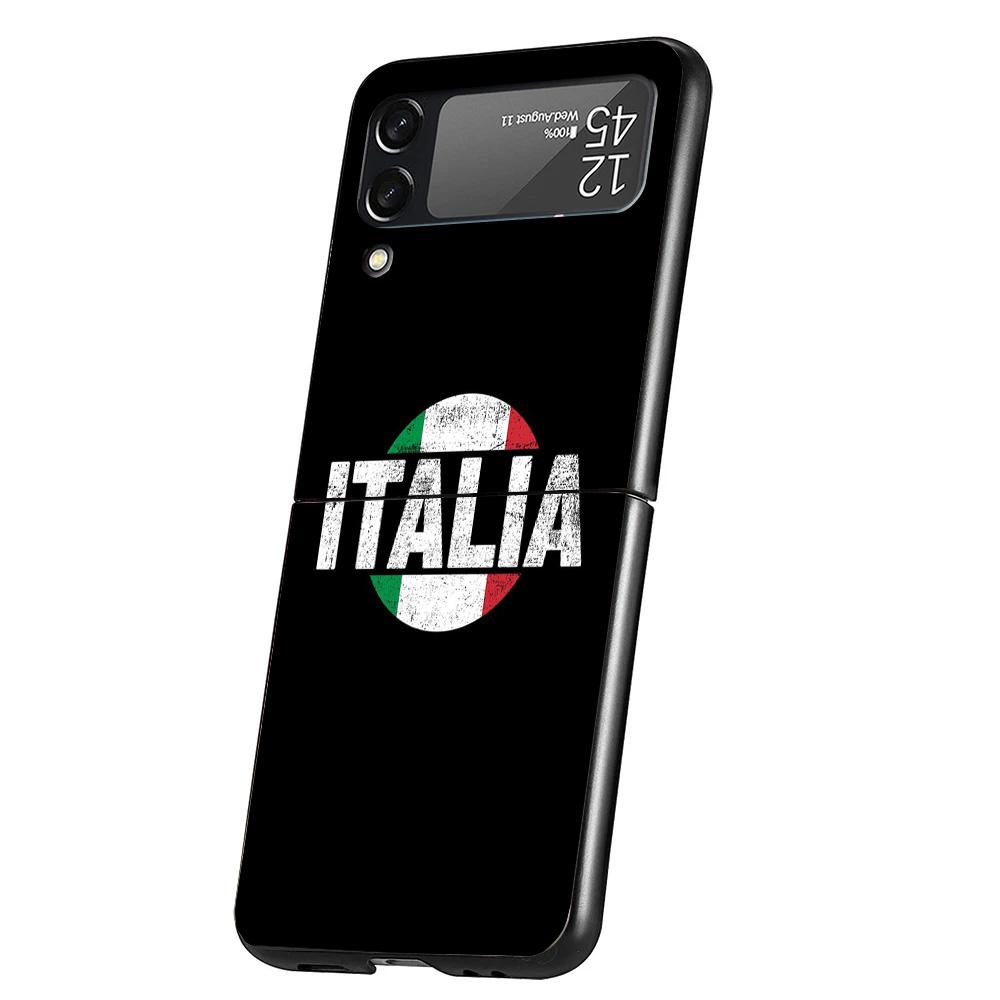Italy Flag Cover Phone Case For Samsung Galaxy Z Flip 7 6 5 4 3 5G Flip7 Flip6 Flip5 Flip4 Flip3 Black Fundas Shell Galaxy Z Fli