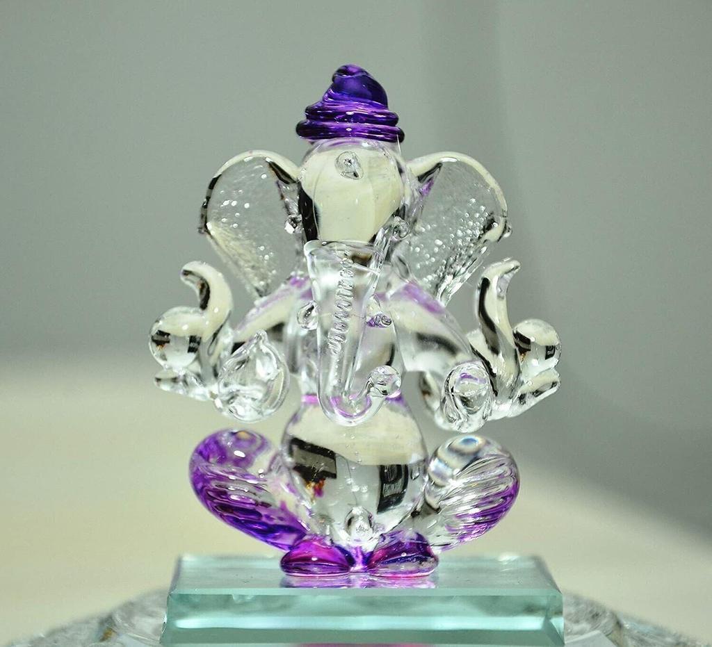 TreegoArt Crystal Glass Ganesha Idol Ganesha Statue Figurine Decorative Showpiece for Home Decor- 2.5 Inches