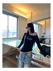 Chic Off-the-Shoulder Slim-Fit Black Long-Sleeve T-shirt for Women - Perfect for Early Autumn