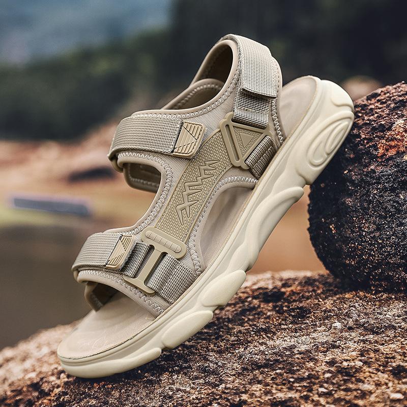 

Летние новые сандалии Корейская версия модные однословные пляжные туфли мужские уличные нескользящие износостойкие дышащие универсальные повседневные туфли 44 песочный