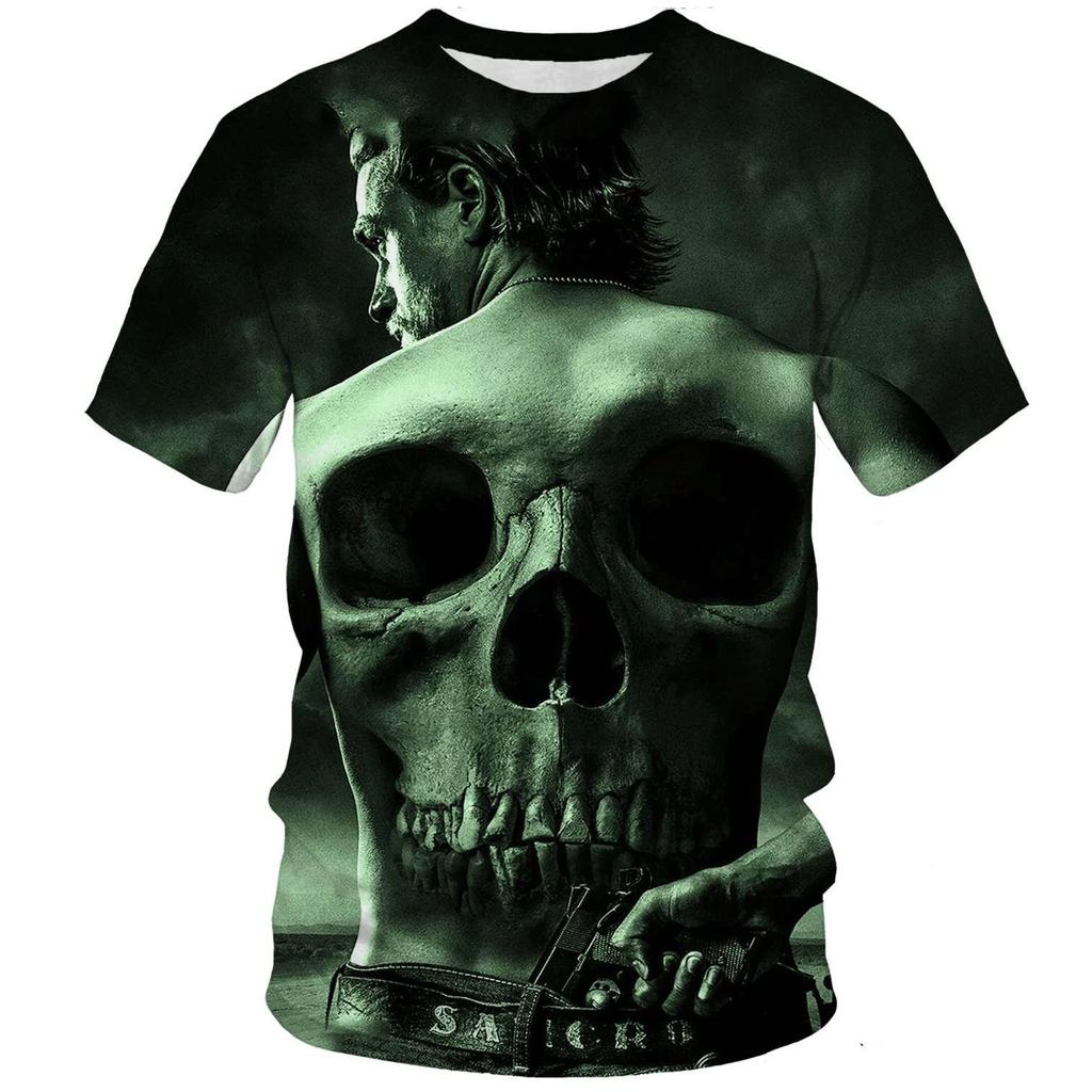 3D Sons of Anarchy TV Series Graphic Printed T-shirts Casual Short Sleeved Men's T-shirts - Soft Medium Stretch Fabric Summer Relaxed Fit Clothing