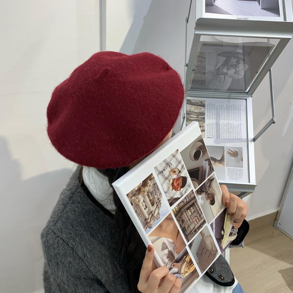 Woolen Beret Women Korean Versatile Hat Women Autumn and Winter Japanese Retro Candy Color Painter Hat