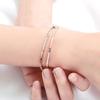 Double Line 14Kgp Rose Gold Fashion Curve Bangle Bracelet