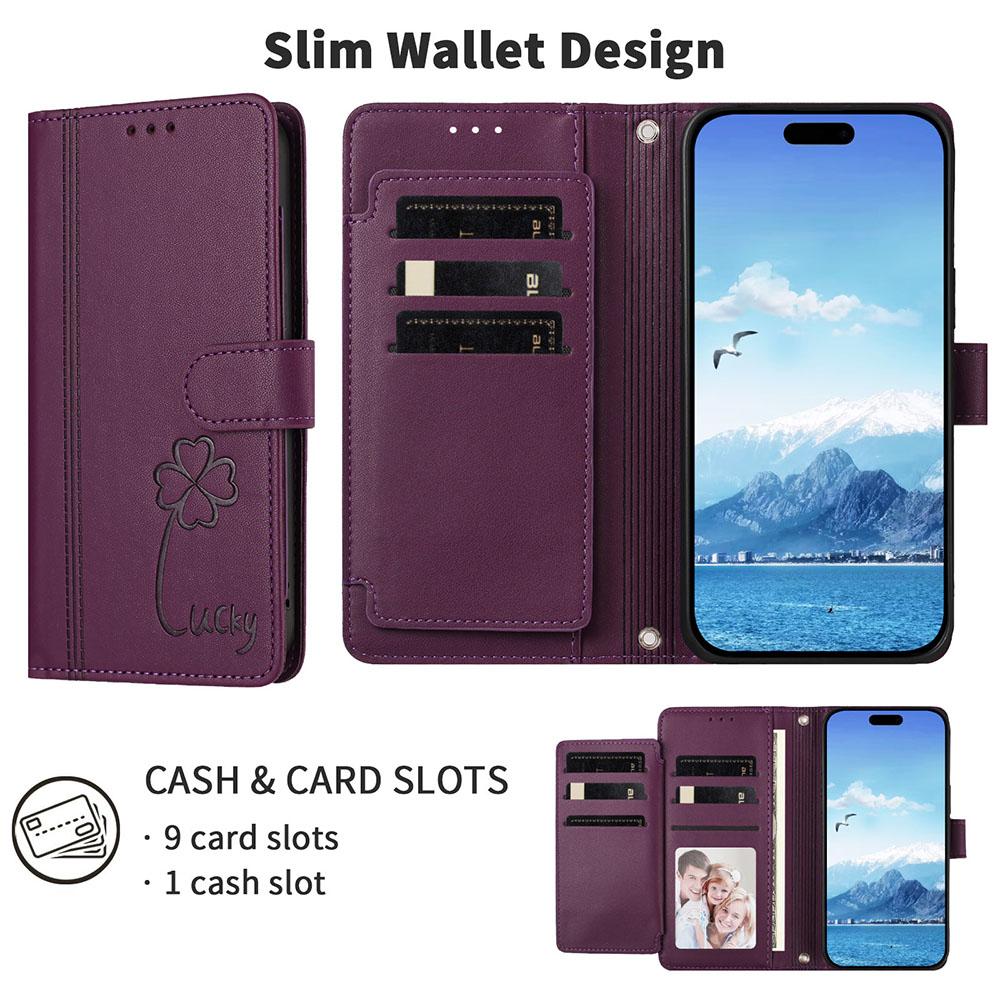 Leather Card Holder Case For Samsung Galaxy S26 Edge S25 Ultra S24 Plus S23 FE S22 Flip Book Wallet Protect Phone Cover Strap