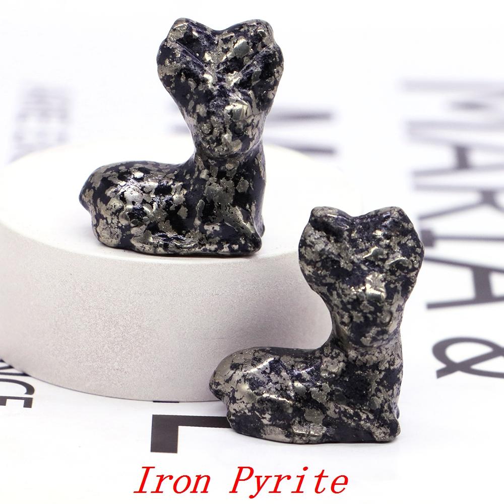 Deer Statue Natural Stone Carved Crystal Reiki Healing Animal Figurines Gemstone Crafts Home Gem Decoration Gifts  1.2"