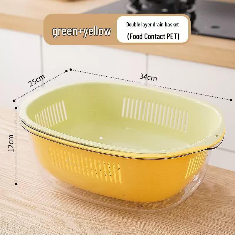 Japanese Style PET Double-Layer Square Drain Basket