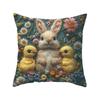 Easter Bunny Pillowcase Imitation Embroidery Lamb And Chick Print Pillowcase Farmhouse Throw Pillow Cover for Parties Living Room Couch Sofa Decor