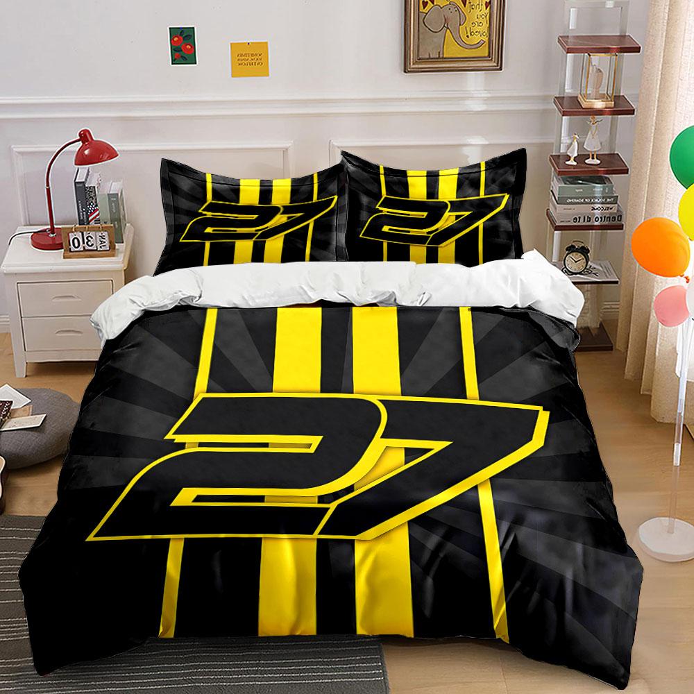 Black Yellow 27 Bedding Set  Bedding Duvet Cover Set Duvet Cover Pillowcases  (1 * Duvet Cover 2 * Pillowcases, without duvet insert) 135x200cm