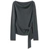 Sancai 2026 Frühling Drapierter Halsausschnitt zum Binden Strickpullover