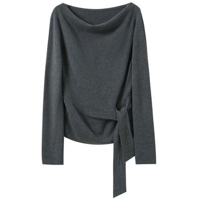 Sancai 2026 Frühling Drapierter Halsausschnitt zum Binden Strickpullover