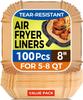 100 Pcs Air Fryer Basket Liners, Square 6 Inch Parchment, Pre-Cut for Convenience, Heat Resistant, for Easy and Fast Cleaning