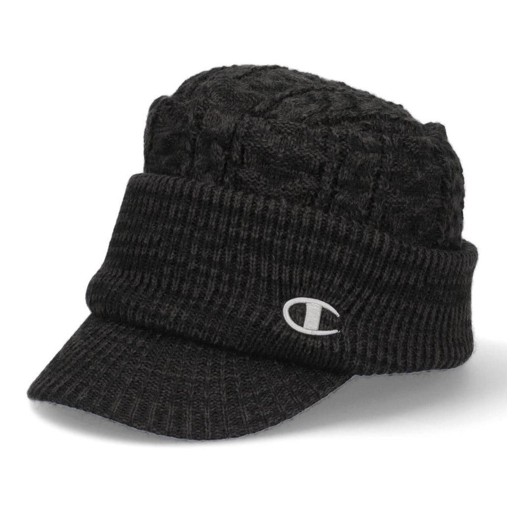 Champion Knit Cap with Visor Mixed-Breasted (Black)