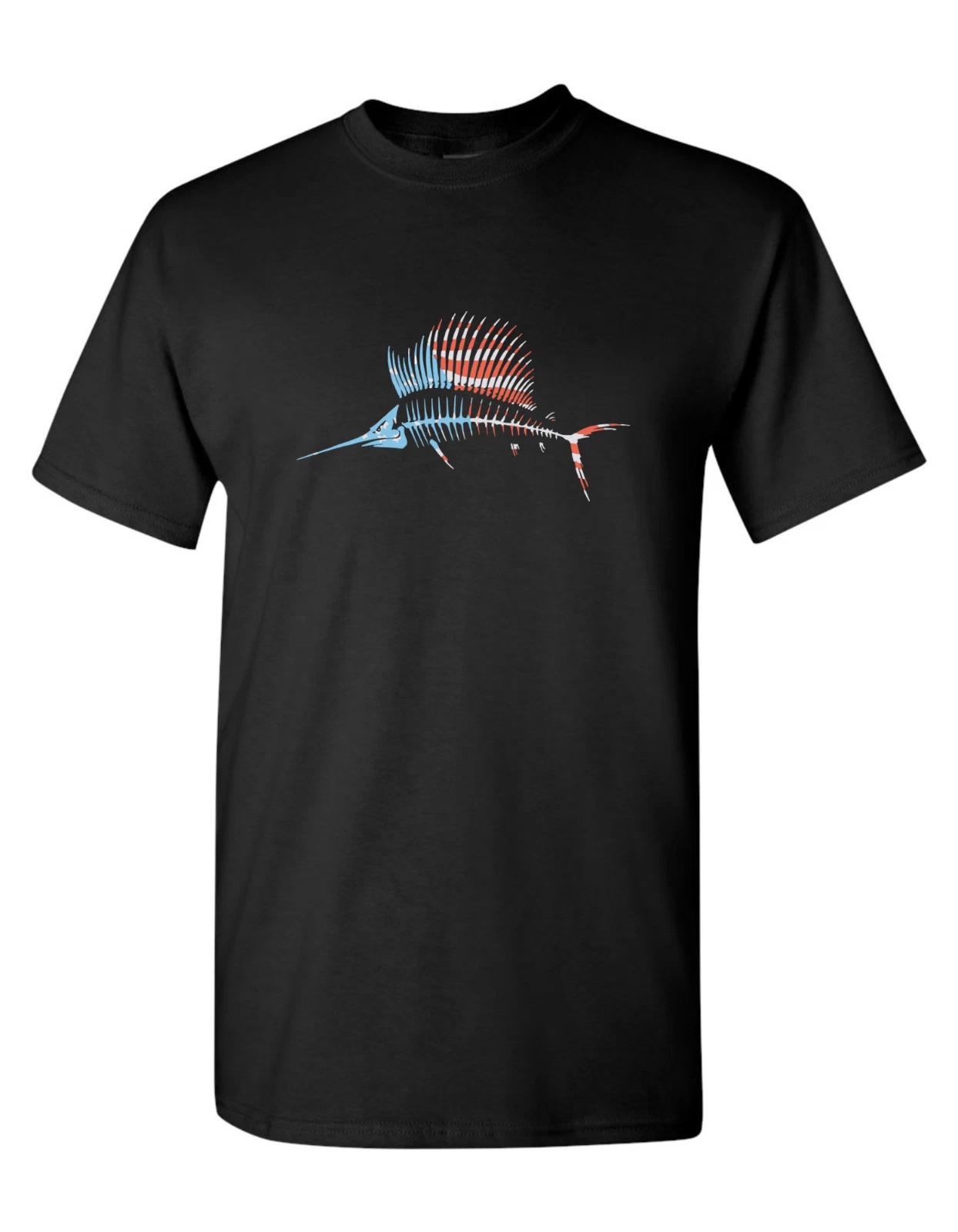 Unisex Adult Casual Graphic MARLIN FLAG FISHING T SHIRT T-Shirt S