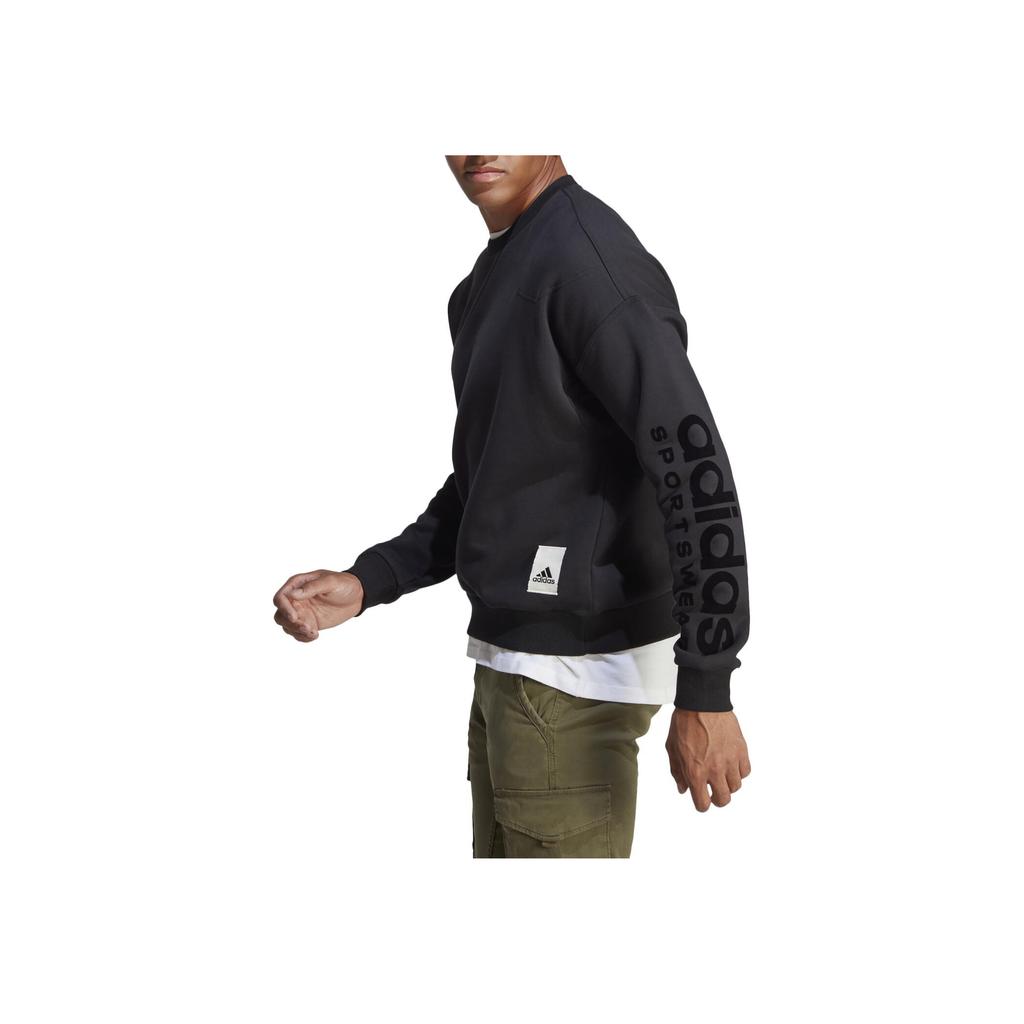 Adidas Logo Print Sweatshirt Men Sweatshirt Black IA9363