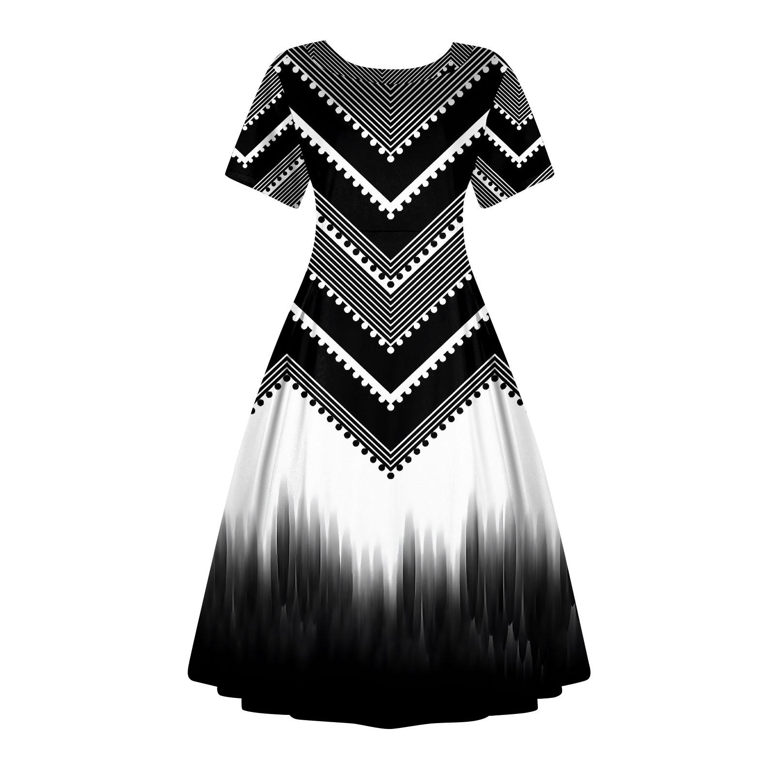 

Женское повседневное модное платье с винтажным принтом, круглые платья миди с коротким рукавом и длинными большими распашными платьями XL белый