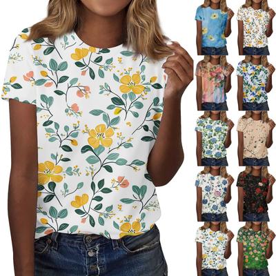 Damenmode Lässig Bedrucktes Rundhals Kurzarm T-Shirt Top T-Shirt Oberteil