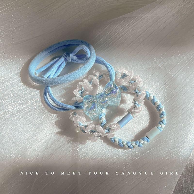 2023 New Korean Scrunchie Set Sweet Large Rubber Band Hair Rope For Women Elastic Hairbands Headbands Hair Accessories Headwear