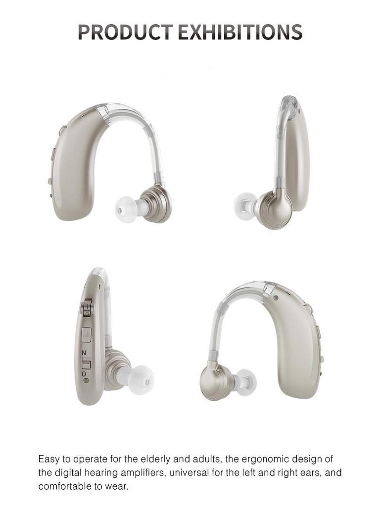 New Digital Wireless BTE Hearing Aid for Seniors with Charging Case