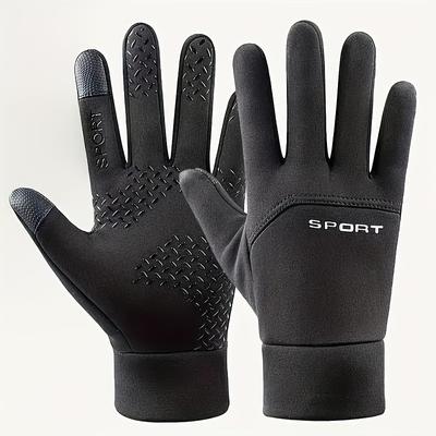 1 Paar Thermische, wasserabweisende, touchscreen-kompatible Kaltwetter-Handschuhe für Männer und Frauen - Polyester-Strickstoff, ideal zum Autofahren, Laufen, Radfahren