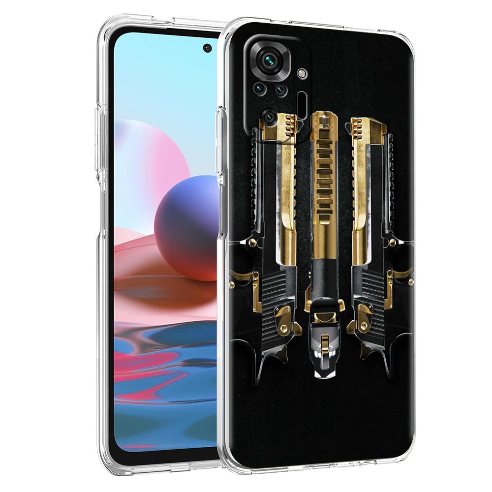 Handgun Gun BUllets Transparent Phone Case for Redmi 10c Note 11 11T 8A 9A 9C 8 9 10 K40 Plus 12 Pro 4G Soft Cover Shell Capas