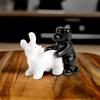 Black And White Ceramic Dog Salt And Pepper Shaker Set Spice Jar Funny Novelty Gift For Dog Lovers And Kitchen Humor Restaurant