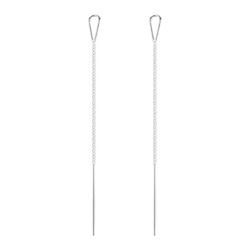 

Modern Dangle Ear Threads In Premium Silver, Subtle Sparkling Dangle Ear Wires Jewelry For Fashion Forward Women 1
