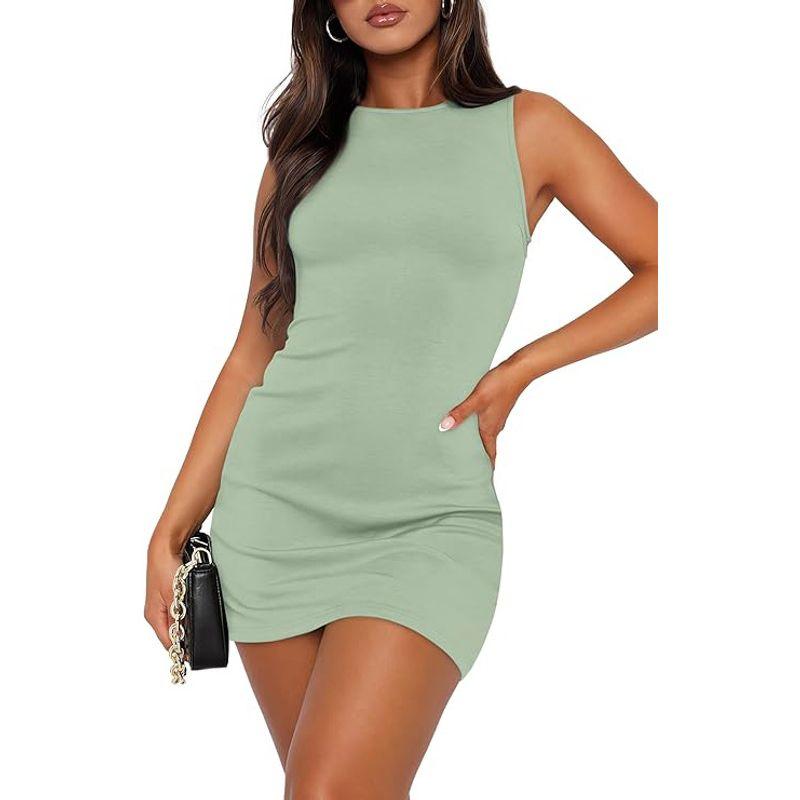 Solid Color round Neck Sleeveless Dress Solid Color round Neck Sleeveless Dress Female