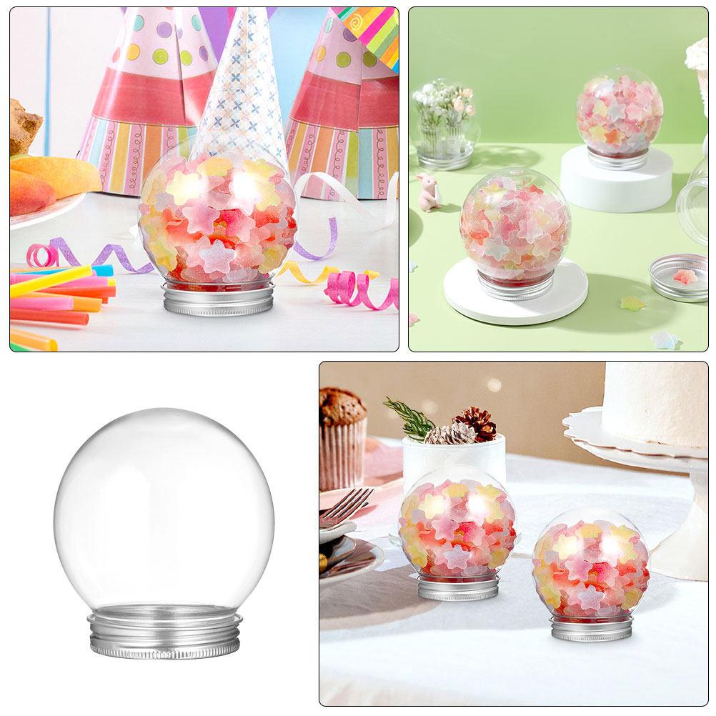 9Pcs DIY Snow Globe Kit Plastic Candy Jars with Screw Off Caps for Winter Snow Globe Craft Making Water Globes Ornament
