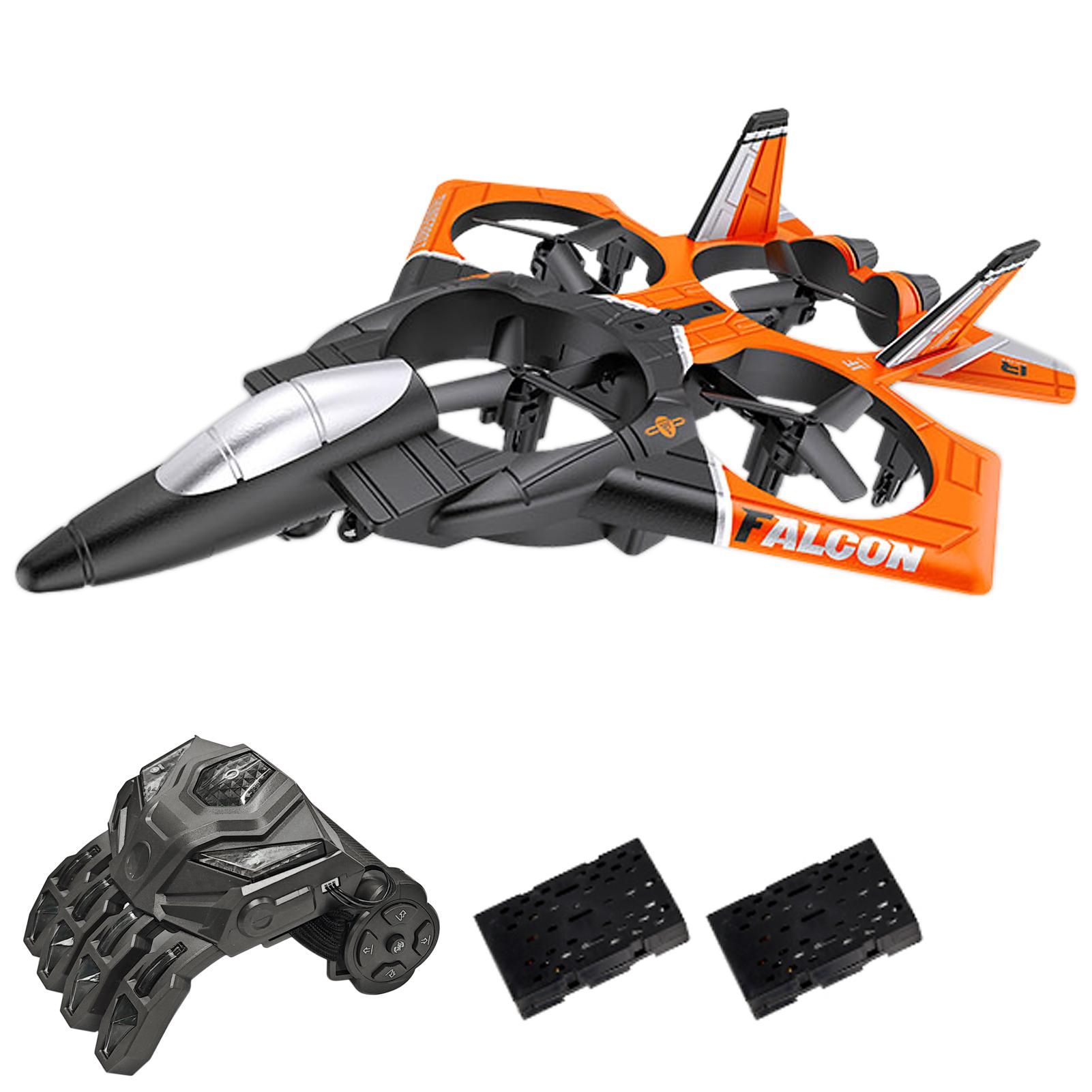 

Remote Control Airplane, 2.4GHz Electric Foam Fighter with LED Lights, 360 degrees Flips and 3 Batteries, 2 battery помаранчевий